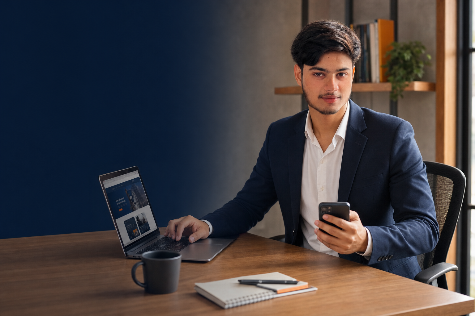 Ahmad Raza, founder of HDO Agency, working in a modern digital agency environment